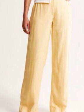 Abercrombie & Fitch Butter Yellow Linen Blend Pants